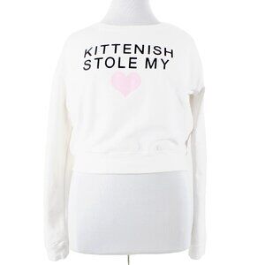 Kittenish Sz L White Black Pink Kittenish Stole My Cotton Spandex Sweater